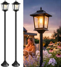 PASAMIC Solar Post Lights Outdoor, 2-Pack 63" Solar Lamp Posts Waterproof with 1 Replaceable Bulb, Warm White Dusk to Dawn Pole Lights for Garden, Patio, Pathway by PASAMIC