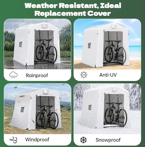 Outdoor Storage Shed 7x6x6 Ft, Heavey-Duty PE Fabric Waterproof Garden Shed Storage Tent with Steel Frame for Backyard(White) - Image 6