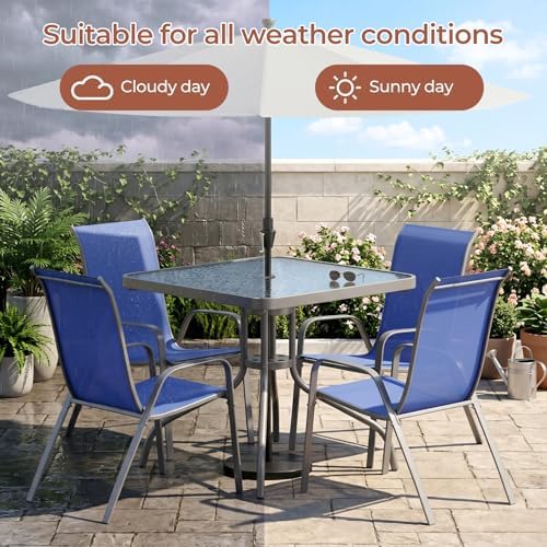 TLSUNNY 5 Pieces Patio Dining Set for 4, Glass Table and Textilene Chair - Image 6