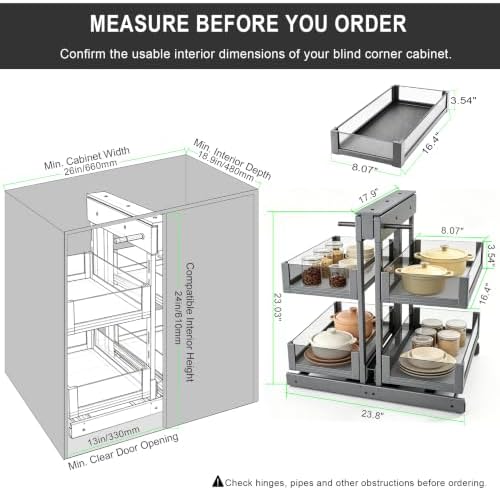 Blind Corner Cabinet Pull Out Organizer, 28" Cabinet, Soft Close - Image 2