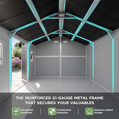 WACASA 10x8 FT Large Resin Plastic Outdoor Storage Shed with Floor - Image 3