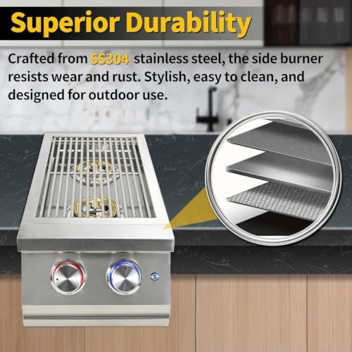 Double Side Burner for Outdoor Kitchen, 2 × 17,000 BTU Natural Gas Burners - Image 4