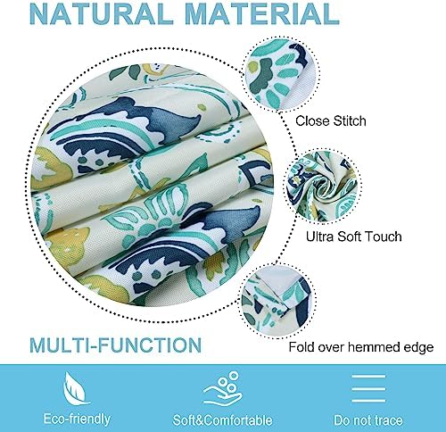 ColorBird Outdoor Rectangle Tablecloth, 60×84 inch Patio Rectangle Tablecloth with Umbrella Hole Blue Bosemia Flower Plastic Table Cloth for Patio Garden Tabletop - Image 3