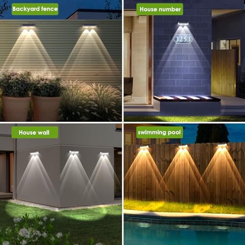 LIANGLOME 2 Pack Solar Fence Lights - 2PK Solar Outdoor Light Warm White/Daylight White/Cold White 3 Mode Deck Lights for Outside, Deck Fences, Stair Railings, Pools and Walls - Image 6