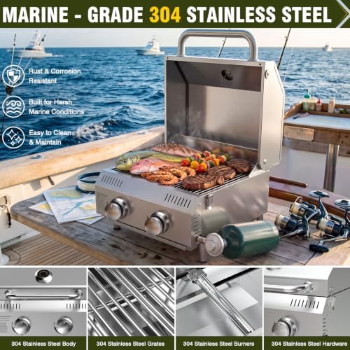 BESTFIRE Marine Boat Grill 20k BTU Dual propane connections - Image 2