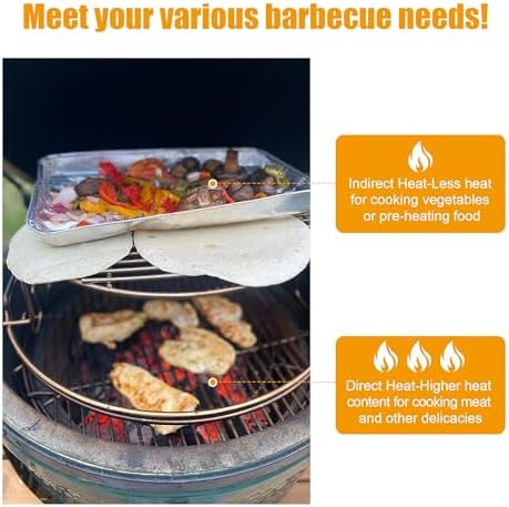 BBQ-PLUS Expander Rack Replacement Kit for Large Big Green Egg,Heavy Duty Stainless Steel 3 Tier 5 Piece Grill Basket Accessories with Removable Cooking Rack System Large - Image 5