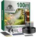Drip Irrigation System, 2026-Upgrade 100Ft 1/4" Garden Watering System with 24 Pcs 360° Adjustable Copper Nozzles, DIY Kit for Garden, Lawn, Greenhouse, Raised Beds & Outdoor Plants by Starrey