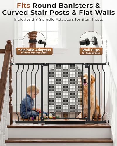 30-62.5" Extra Wide Auto Close Baby Gate for Stairs, Pet Gate Indoor, Black - Image 6