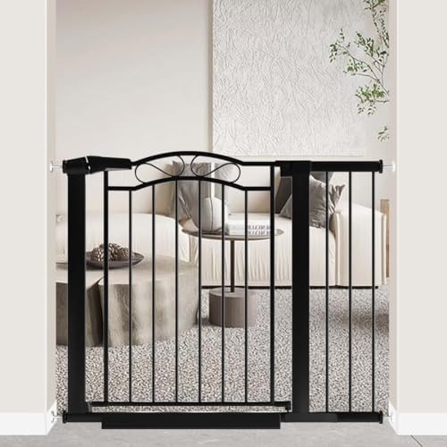 Fairy Baby 29.5"-40.5" Extra Wide Baby Gate, Pressure Mount Long Dog Gates for House Stairs Doorways, Auto Close Metal Safety Child Gate with Door No Drilling, Tension Pet Gate Indoor, Black by FairyBaby