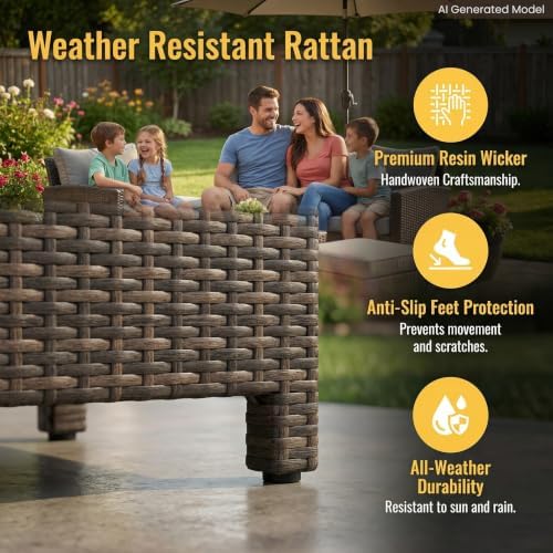 Wisteria Lane 7 Piece Patio Furniture Set, Patio Sectional for All Weather - Image 4