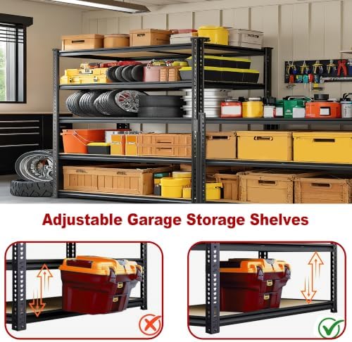 48" W Garage Shelving Heavy Duty, 5-Tier Adjustable Metal Storage Shelves - Image 5