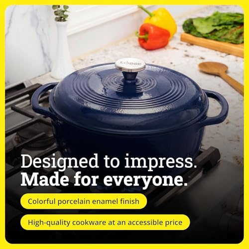 Lodge Essential Enamel Cast Iron Dutch Oven, 6 Quart, Indigo - Image 6