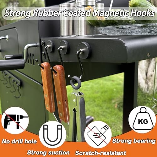 Magnetic Cable Clips, 8 PCS Strong Magnet Cord Holder, 4 PCS Heavy Duty Magnetic Grill Hooks, Magnetic Storage Hooks - Image 4