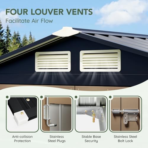 5 x 3 FT Metal Storage Shed for Backyard, Brown - Image 5