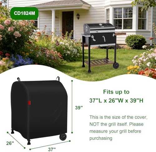 Outdoor Grill Cover Fits Royal Gourmet CD1824M Charcoal Grill, Waterproof 600D Heavy Duty Barrel Grill Cover, Fade Resistant & Rip-Proof BBQ Grill Covers for CD Series. - Image 2