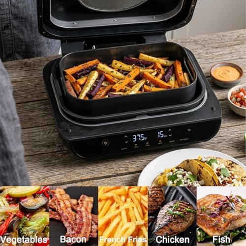 Combo Crisper Basket and Grill Rack Replacement for Ninja Foodi FG551/DG551/DG651 Smart XL Indoor Grill, Stainless Steel Air Fryer Rack & Non-Stick Grill Basket for Ninja Foodi Accessories - Image 4