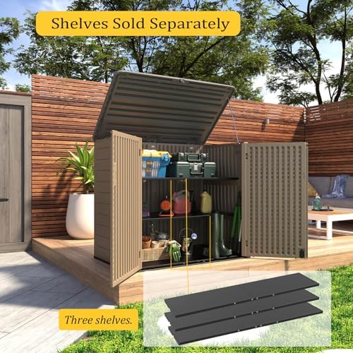 HOMSPARK Storage Shed Weather Resistance, Multi-Purpose Outdoor Storage Cabinet Waterproof, Outdoor Storage Cabinet for Bike, Garbage Cans, Lawnmower, Garden Accessories (coffee, Extra Large-48 cu ft) - Image 6