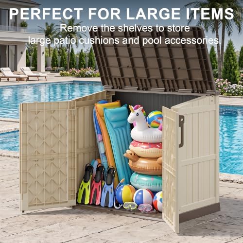 Outdoor Storage Box & Cabinet 36 Cu Ft, Patio Storage Box, Brown - Image 2