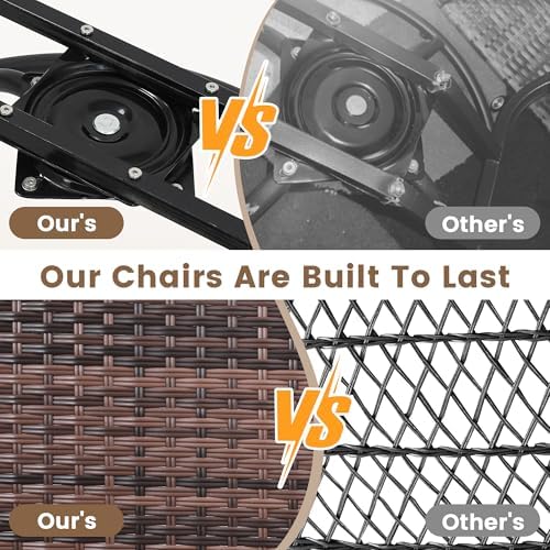wildformers Luxury Outdoor Swivel Wicker Glider Patio Chairs with Table Set - Image 4