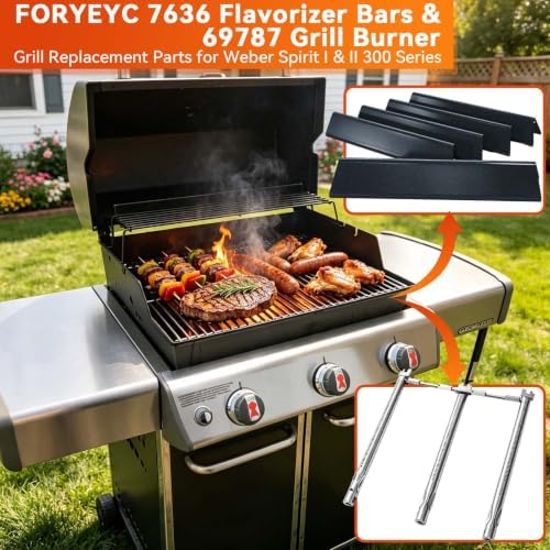 Spirit e310 7636 Flavorizer Bars & 69787 Grill Burner for Weber Spirit and Spirit II 300 Series E310 E320 E330 S310 S320 S330 68950 with Front Control, Grill Parts 15.3" Heat Plate, 18" Burner Tube - Image 7