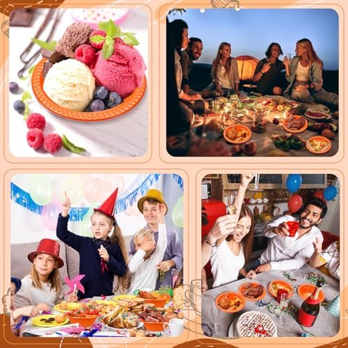 24 Pack 12 oz Disposable Plastic Bowls Dessert, Ice Cream, Salad, Soup Serving Cups for Party, Picnic, Food Snacks (Orange) - Image 7