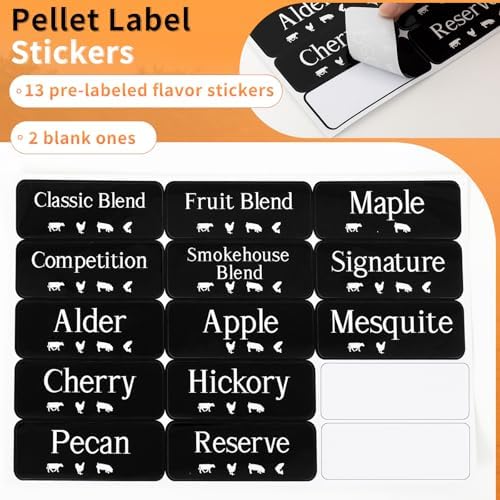 Maxdot 2 Sets 33lb Dry Pellet Storage Bin Pack with Scoops and Labels Grill Accessories Wood Pellet Storage Containers with Flavor Stickers Airtight for Grill Pellets - Image 4