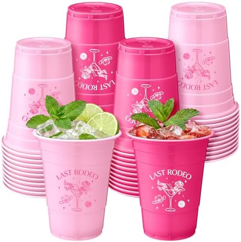 LemonRoad 50 Pcs Pink Bachelorette Party Plastic Cups 16oz by Unknown