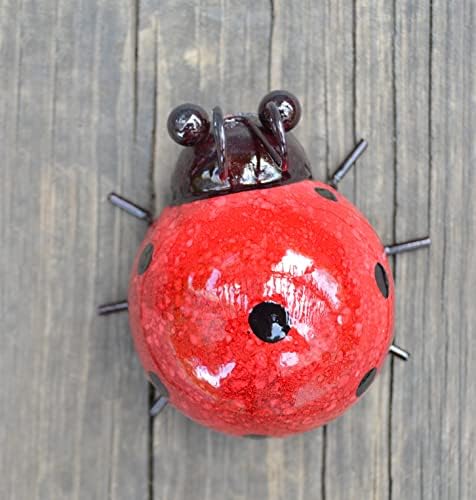 Metal Garden Yard Art Decorative 4 Pack Ladybugs Outside Garden Wall Sculptures(RED) - Image 6