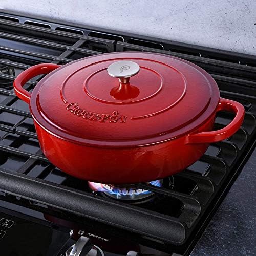 Crock-Pot Crock Pot Artisan Enameled Cast Iron Braiser W/Lid, 5 Quart, Scarlet Red - Image 7