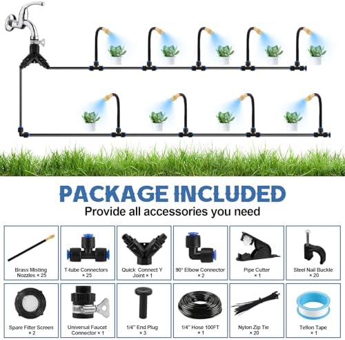 Kalolary 100FT Misting Cooling System with 360°Adjustable Nozzles - Image 2