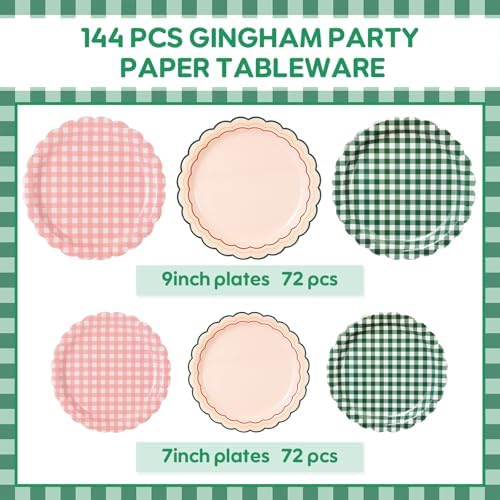 Havawish 144 Pcs Camp Gingham Paper Plates 7'' 9'' Themed Party Plates - Image 2