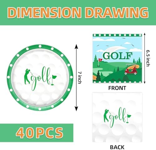 40pcs Golf Themed Birthday Party Supplies Golf Paper Plates and Napkins - Image 2