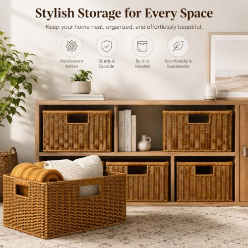 Jumbo Wicker Basket, Rectangular Wicker Basket for Storage, 16.5 x 13 x 7.5 - Image 6