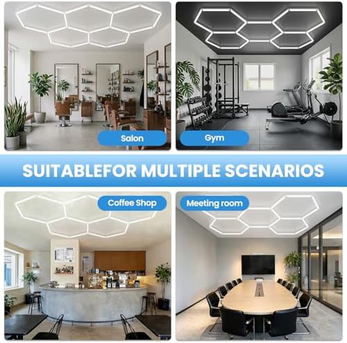 Hexagon Garage Lights LED Garage Light - Easy Install 156W 6500K Super Bright Honeycomb Light for Workshop Warehouse Car Detailing Shop Exhibition Hall Gym (5 Pack) - Image 7