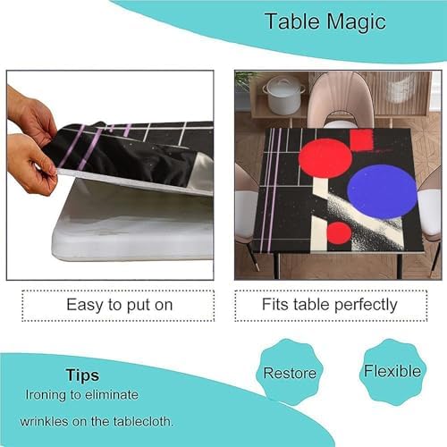 Square Tablecloth Fitted, Modern Minimalism Pattern Printed on Polyester Patio Bench Cover, Ideal for Buffet Catering Community, Fit for 28" x 28" Square Tables - Image 3