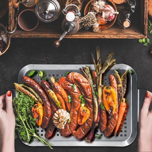 Grill Pan Set of 2, BBQ Grill Topper for Outdoor Grill Food Tray - Image 6