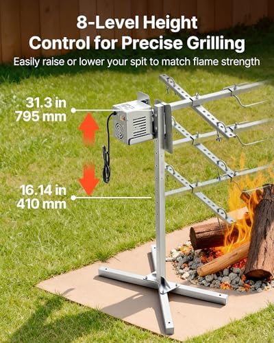 VEVOR Rotisserie Grill, 56in Electric Rotisserie Grill Kit 8 Level Height, BBQ Grills Rotisseries Kit with 132 lbs Load Capacity, Asador de Puerco, Stainless Steel Automatic Grilling Kits for Parties - Image 4