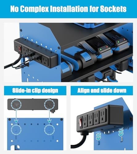 CCCEI Modular Power Tool Organizer Wall Mount with Charging, Blue, 1 Pack - Image 3