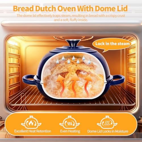 6QT Enameled Cast Iron Dutch Oven For Sourdough Bread Baking - Image 3
