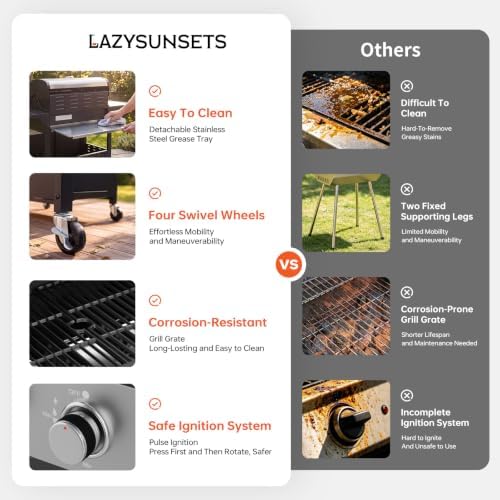 LazySunsets 4-Burner Propane Grill 49,000 BTU Stainless Steel,Silver - Image 7