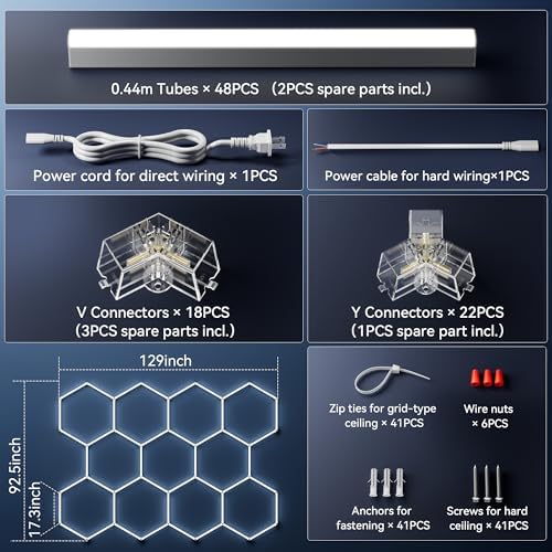 MODERN 11 Hexagon LED Garage Light, Ultra-Bright 6500K Natural White, 11 Grids for Garage, Mall, Shop, and Auto Detailing. - Image 5