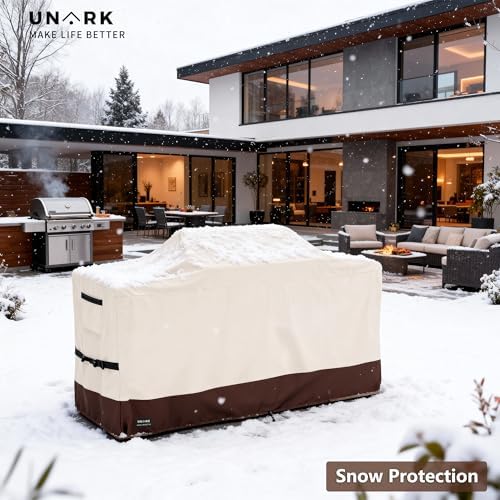 110 Inch Extra Large Grill Cover Kitchen Island Cover Large Island Grill Cover for Outdoor Grill Outdoor Kitchen Cover Heavy Duty Waterproof 110" L x 44" W x 48" H, Beige and Brown - Image 5