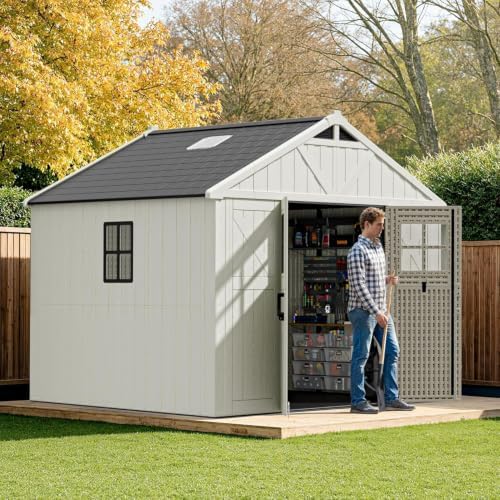 Patiowell 10x8 FT Resin Outdoor Storage Shed, Plastic Shed with Floor - Image 3