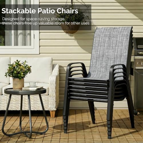 MAMIZO 7 Pieces Patio Dining Set for 6, Glass Table and Textilene Chairs - Image 6