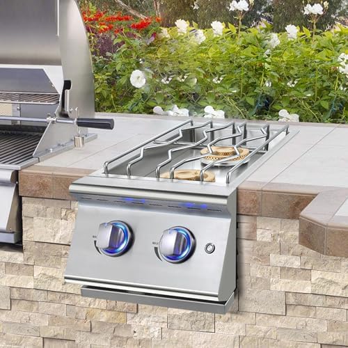 Double Grilling Side Burners for Outdoor Kitchen, 2 * 17,000BTU Nature Gas Burners, Convertible to Liquid Propane, Duty Heavy 304 Stainless Steel, Built-in Side Burner for BBQ Island Grill - Image 7