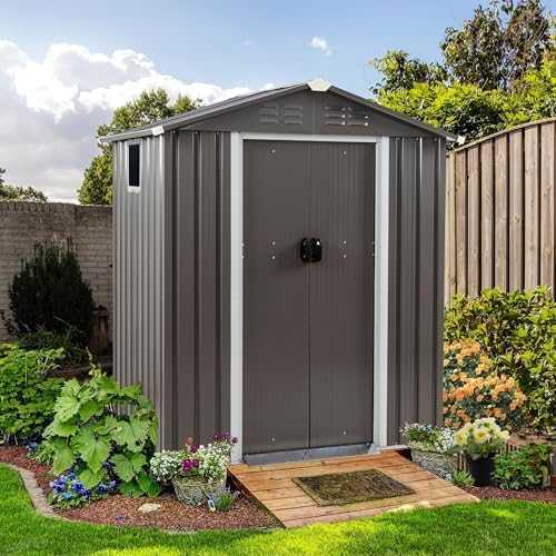 Shintenchi 5x3 FT Outdoor Storage Shed with Window, Lockable Outdoor Waterproof Tool Storage Sheds, Weather Resistant Tool Storage House Shed for Garden, Backyard, Patio Utility Tool Storage,Dark Gray - Image 6