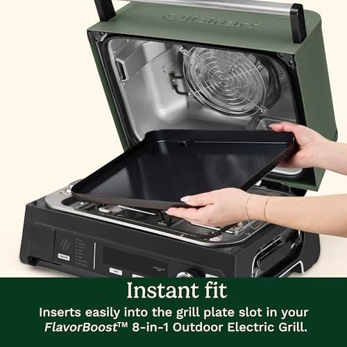 Cuisinart FlavorBoost™ Flat Top Griddle Plate, Ceramic Nonstick Cast Aluminum Griddle Insert for FlavorBoost® Outdoor Electric Grill, Even Heating Flat Top Grill Plate for Breakfast, Burgers, and More - Image 2