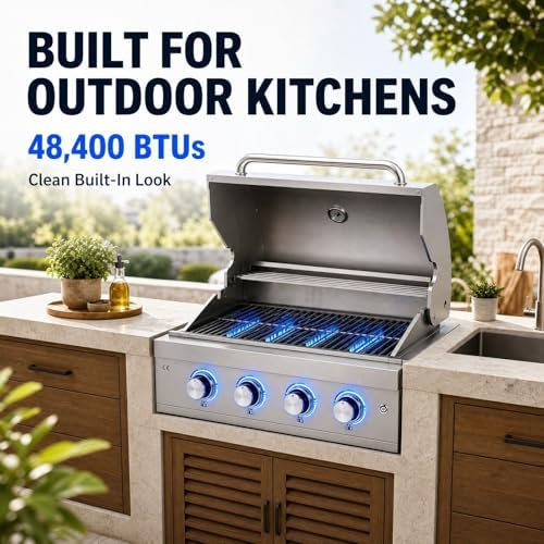 4 Burner Built in Propane Grills Charcoal & Natural Gas Grill Combo - Image 4