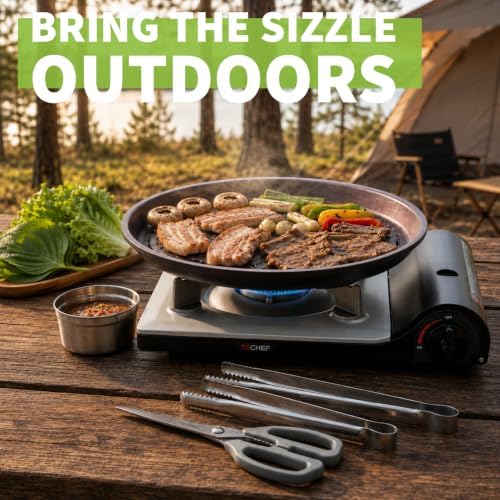 TECHEF - Stovetop Korean BBQ Non-Stick Grill Pan with Agni Portable Gas Stove Burner, Made in Korea (Essential KBBQ Set) - Image 3