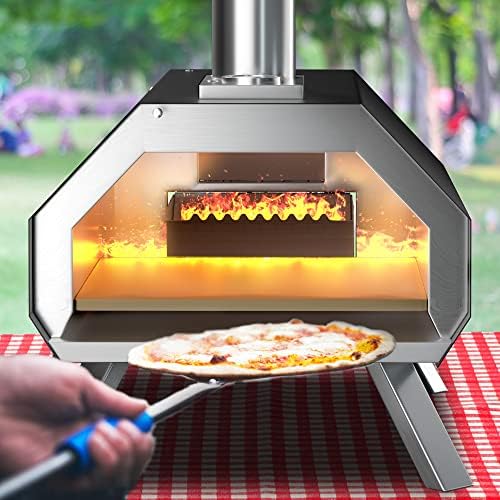 COSTWAY Outdoor Pizza Oven, with 12” Pizza Stone, Wood Fired Pizza Maker - Image 2